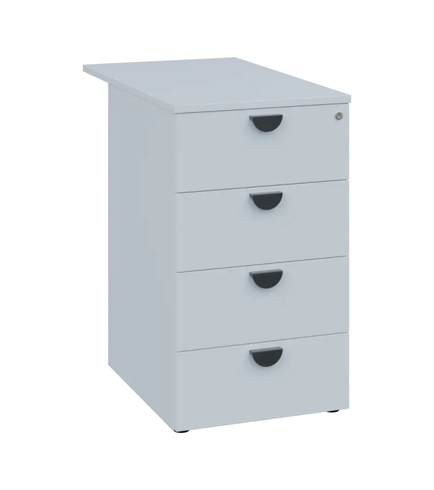 TKC - 81 kontejner přístavný, 4-zásuvkový, deska 18 mm, centrální zámek, bílá